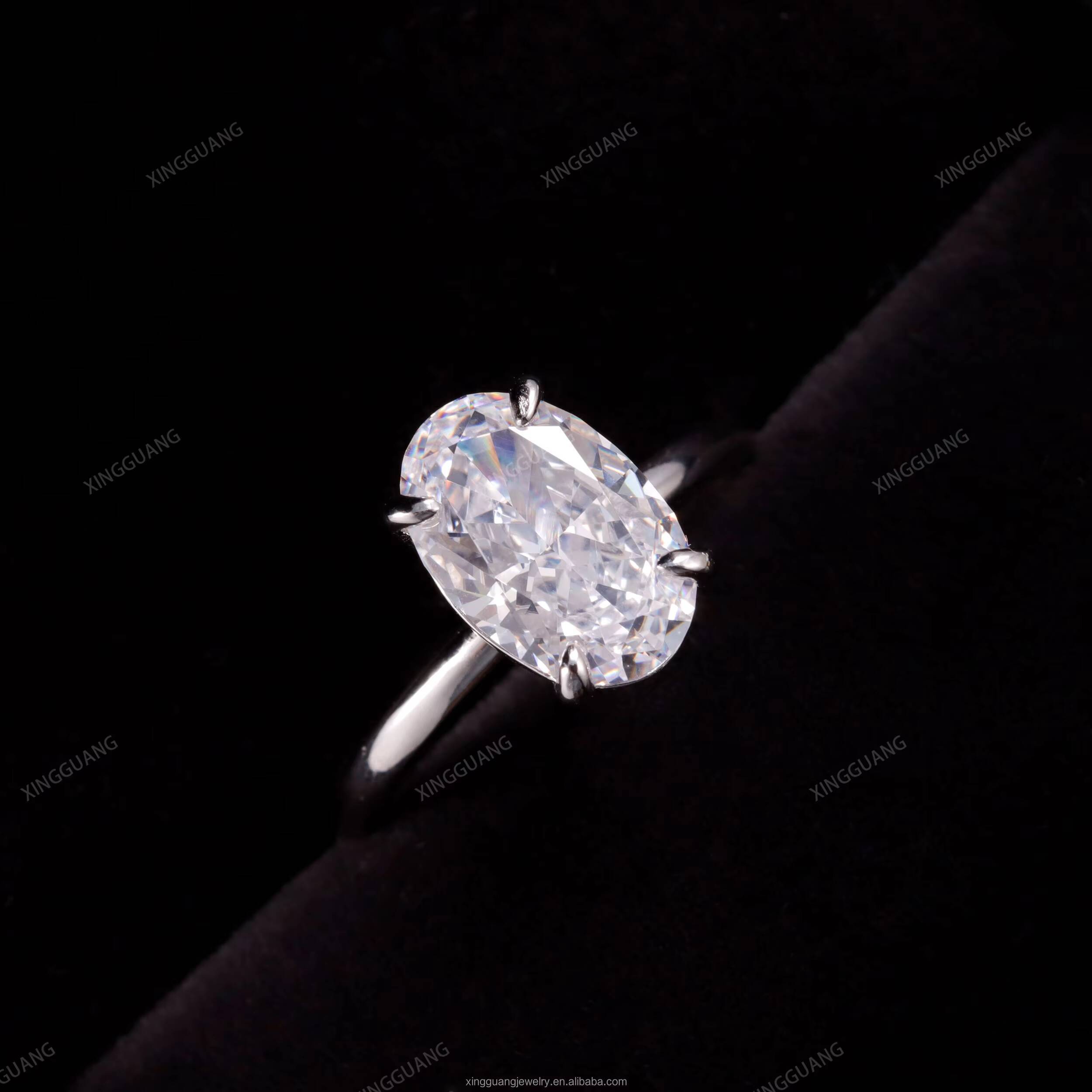 XG 4CT Oval Diamond Rings for Women VVS Moissanite Lab Grown Diamond Rings Custom Rings Silver 10 14 18 k Gold Fine Jewelry