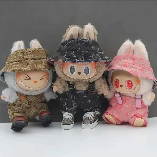 Labubu Clothes Labubu Apparel Doll V1 V2 V3 Apparel Doll Doll Printed Casual Hoodies Trendy Brand Open Knitted Woolen Sweater Fishermans Hat Overalls