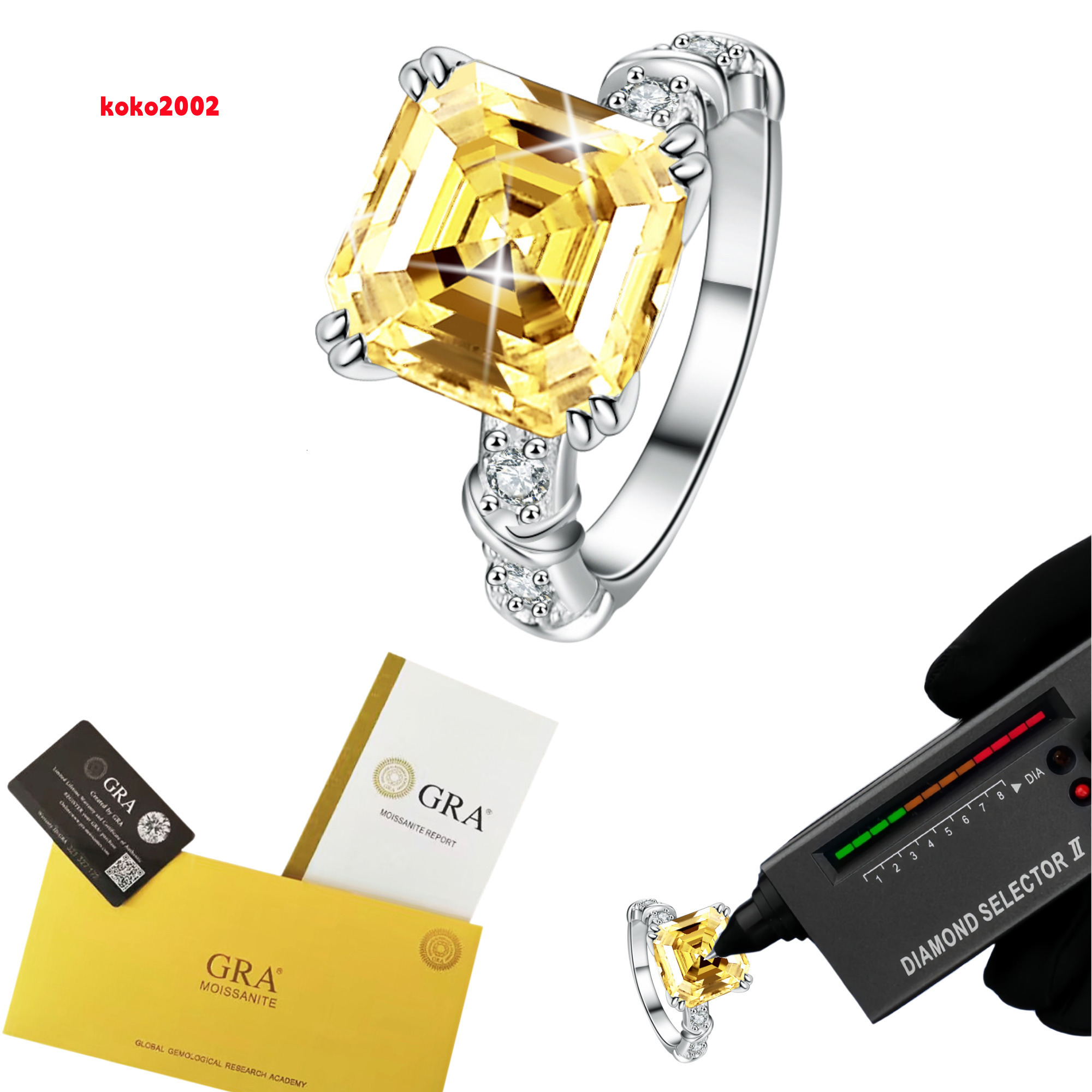 Womens 5ct Colorful Moissanite Engagement Wedding Ring 925 Sterling Silver Classic Style for Parties Wholesale Fine Jewelry