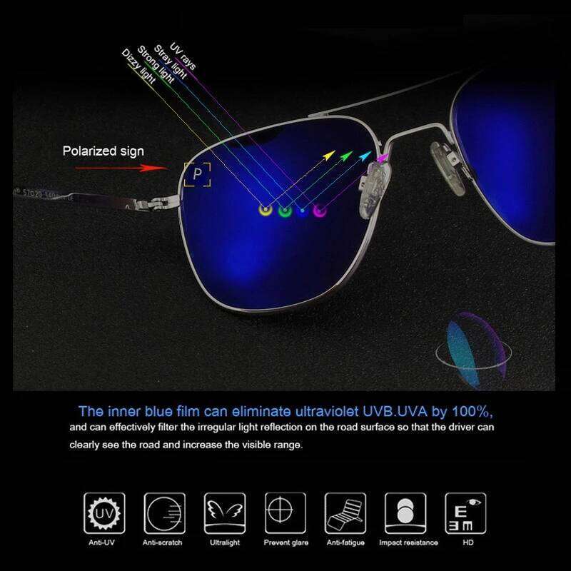 AO Sunglasses Man American Army Military Aviation Pilot Polarized Sun Glasses Woman Brand Vintage Metal Titanium Frame