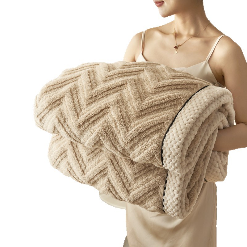 Designer Blanket Tafu Fleece Triple Jacquard Blanket Thickened Carved Fleece Blanket Fleece Casual Blanket Coral Fleece Blanket