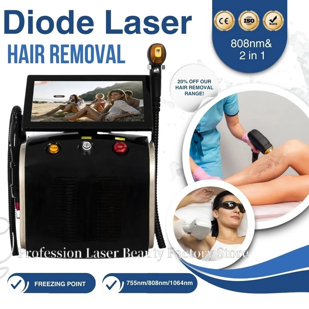 2025 Portable 808nm755nm1064nm 3 Wavelength Diode Laser Permanent Hair Removal Cooling Painless Laser Hair Removal Machine Suitable for home and beaut
