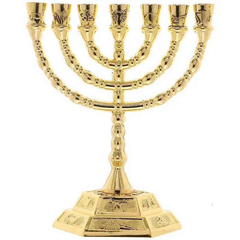 6.5cm 12cm 18cm Zinc Alloy Metal Candlestick Religious Candelabrum Vintage Menorah for Home Dining Table Office Hotel Bedroom W250721 H260310