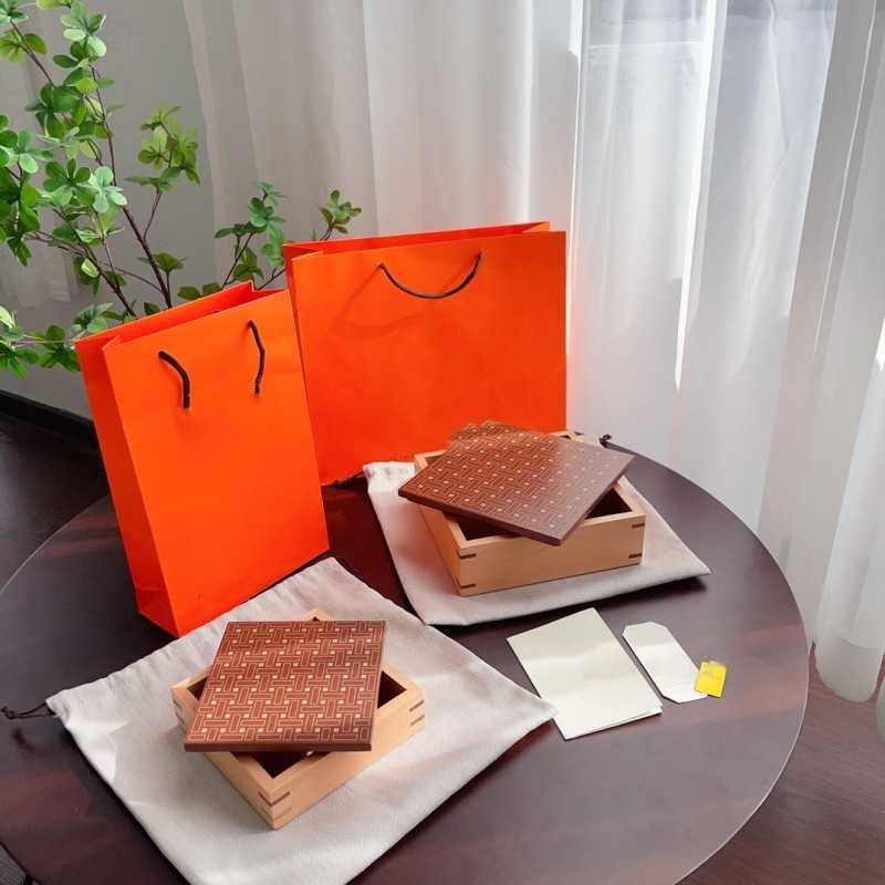 High Version Storage Box Mosaic Scarf Accessories Storage Box Orange Packaging Gift Box Bag