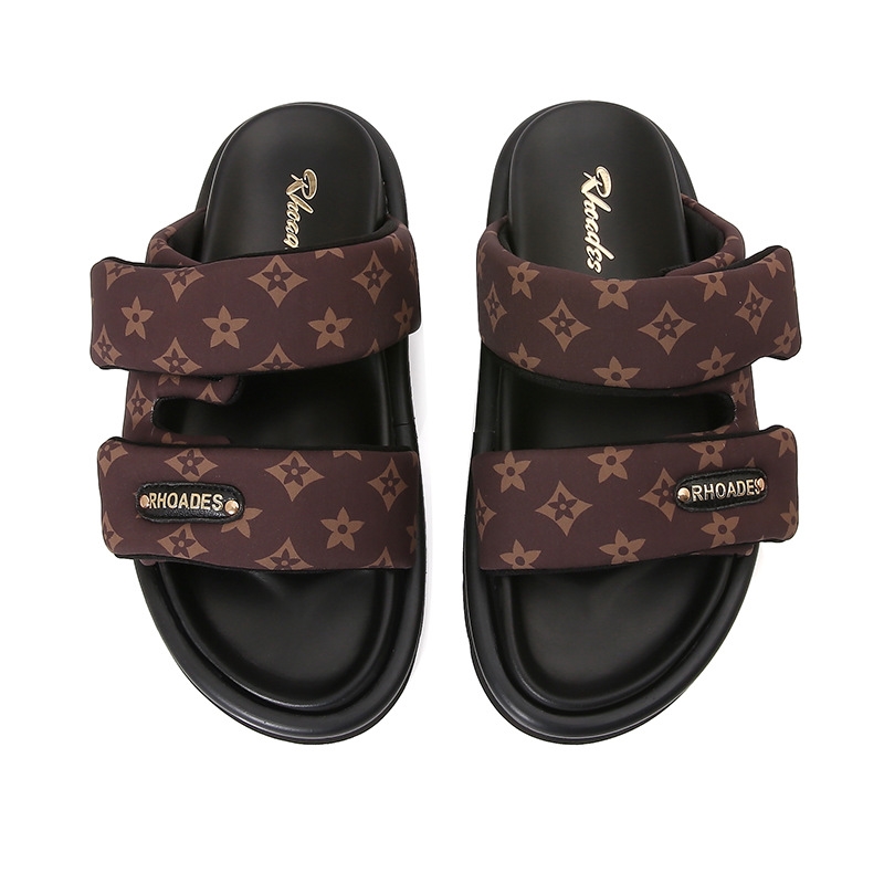 Slippers 2025 Summer L Brand Monogram Beach Shoes Velcro Thick - soled Sandals Versatile Women's Shoes