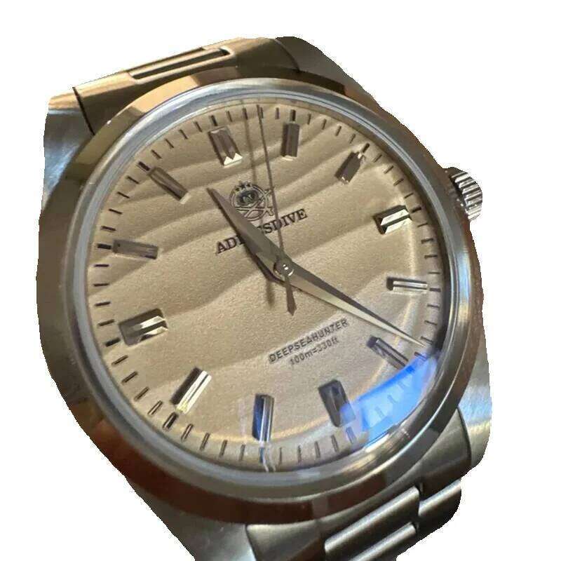 ADDIESDIVE Men Quartz Watch Without Ad2030 Vh31 AR Coating Watches Bubble Pot Cover Glass Sand Dial Wristwatch Reloj Hombre