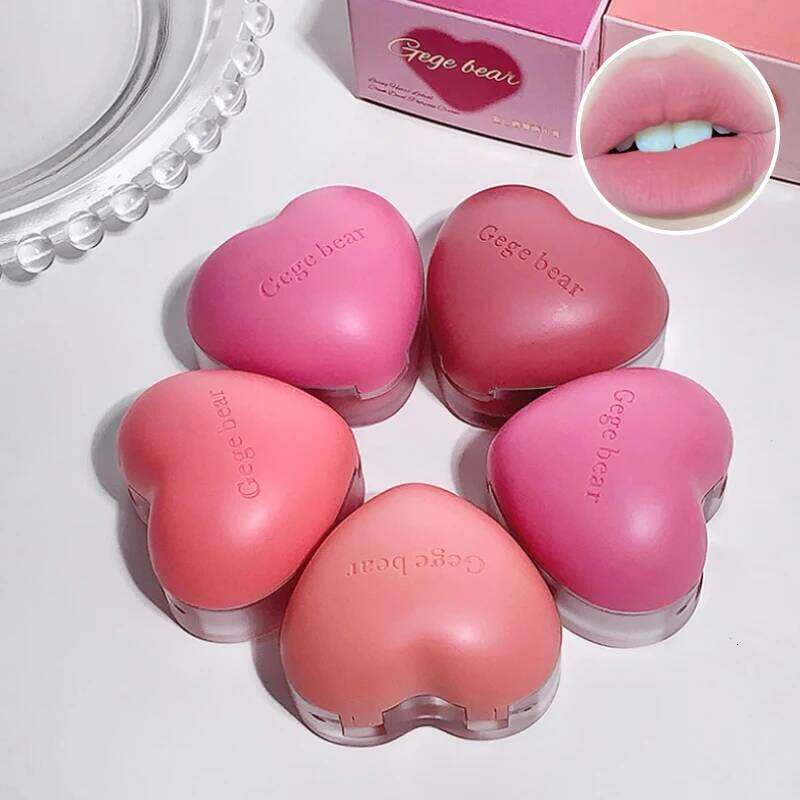Gegebear Heart-Shaped Lip and Cheek Balm Fine-Milled, Soft Matte Finish with Delicate Pink Tones for a Blushing Look X250721