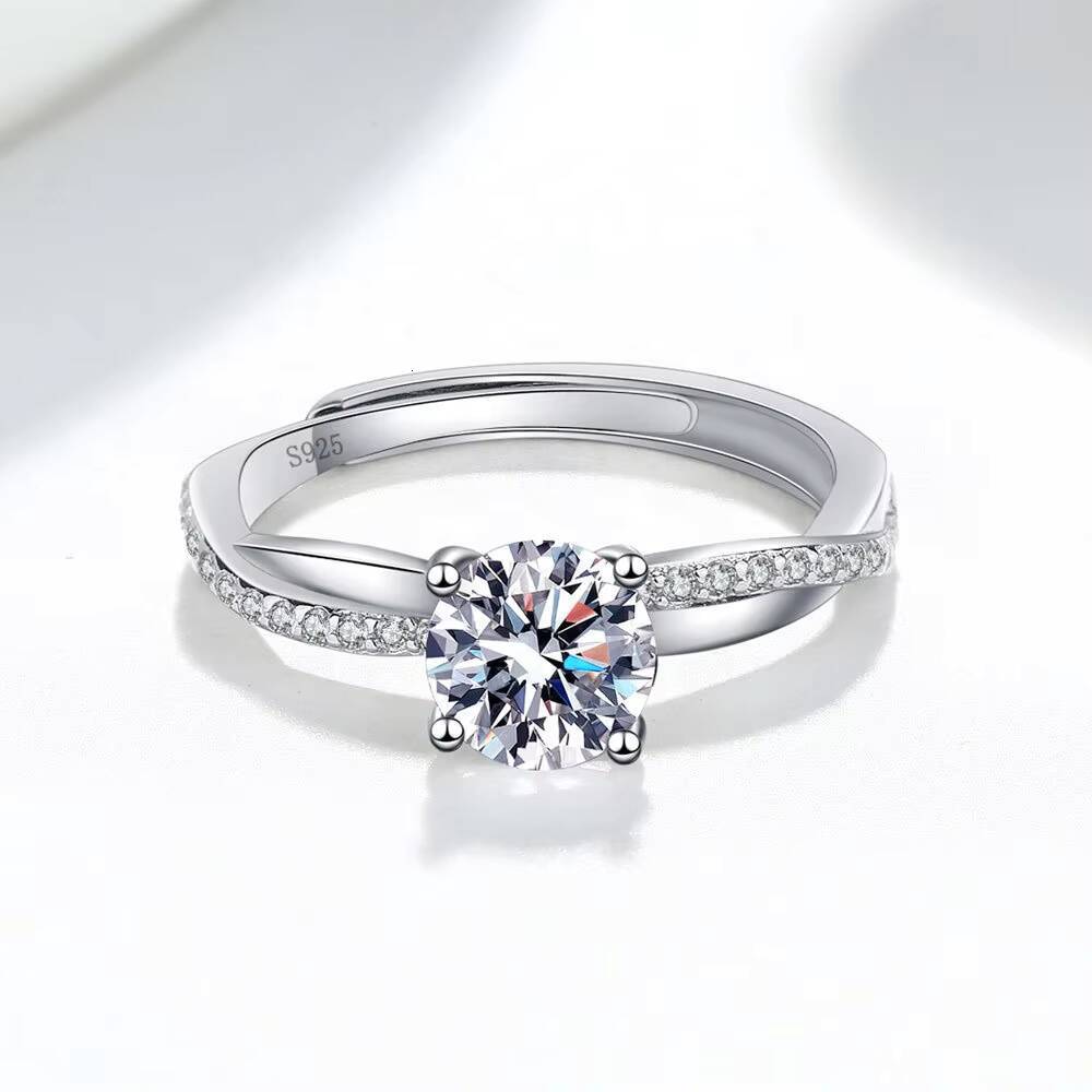 Stylish Real 1ct Moissanite Engagement Rings for Women S925 Sterling Silver Wedding Bands Jewelry With Certificate