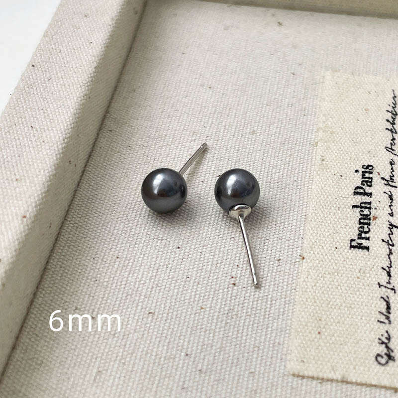 Tiqi INS Style Round Bead Earring Set Pearl Black Onyx Sterling Sier Exquisite Tiger Eye Stone Versatile Earrings