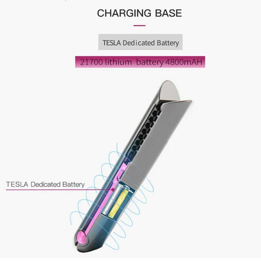 Portable Hair Straightener with Charging Base Wireless Straightening Iron Folding Plate and Comb PTC Hair Straightening Device XJ250721