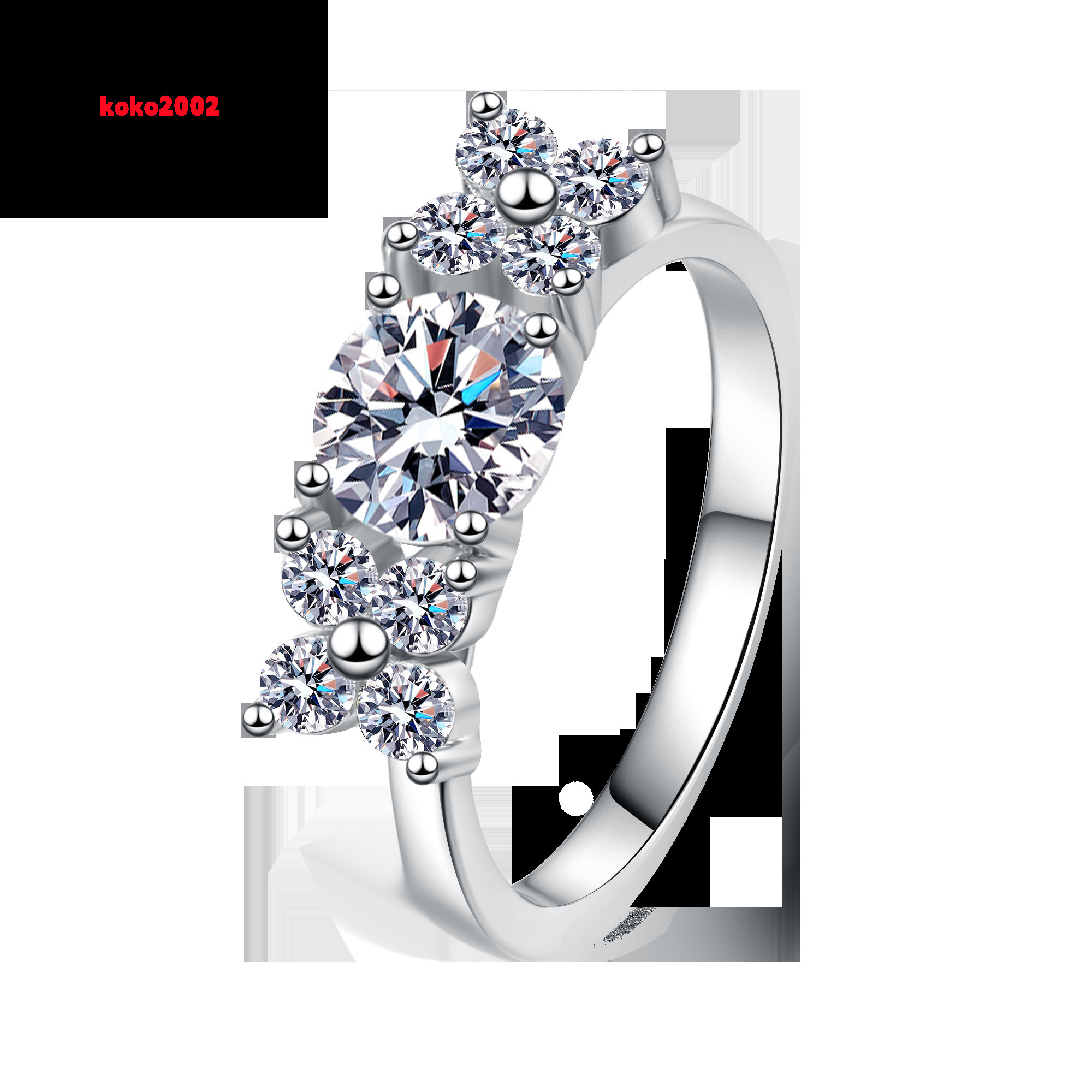 New Fashionable Wholesale Custom Elegant Ice 925 Sterling Silver Round Bright Cut Moissanite Female Engagement Ring Jewelry