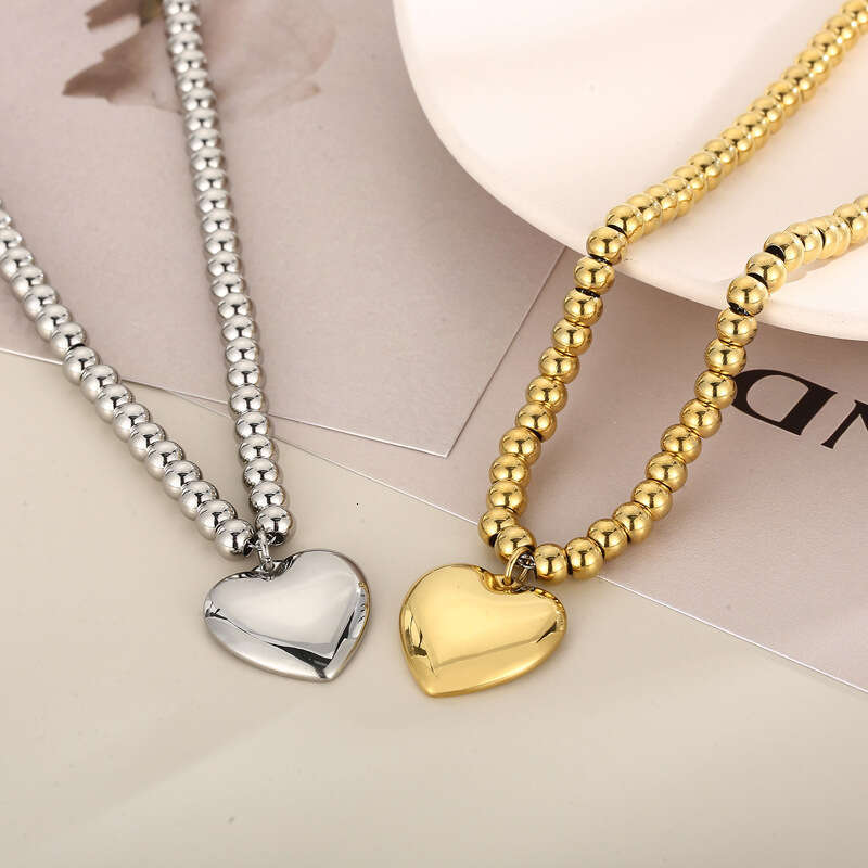 INS Hot Luxury jewelry designer bracelet for Women 3D heart-shaped steel ball gold necklace gold bracelet high-end minimalist daily jewelry set no fad