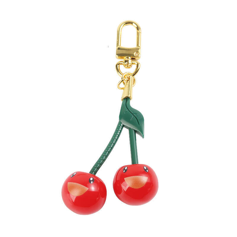 Smiley Face Shape Resin Fashion Exquisite Crystal Cherry Car Keychain Pendant Women's Ornament