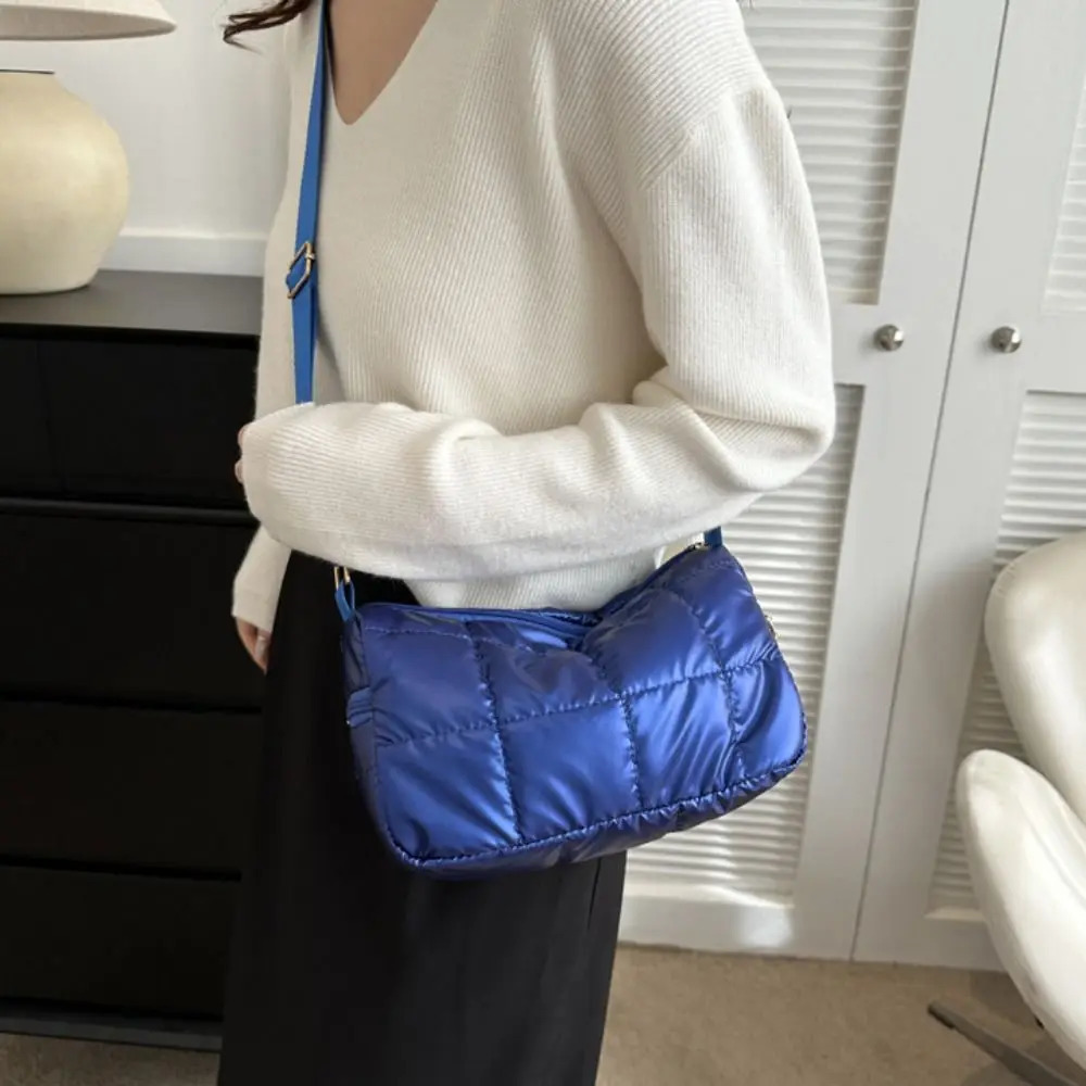 Lattice Space Cotton Crossbody Bag Korean Style Oxford Quilted Shoulder Bag Pleated Lightweight Padded Crossbody Bag Travel 250717