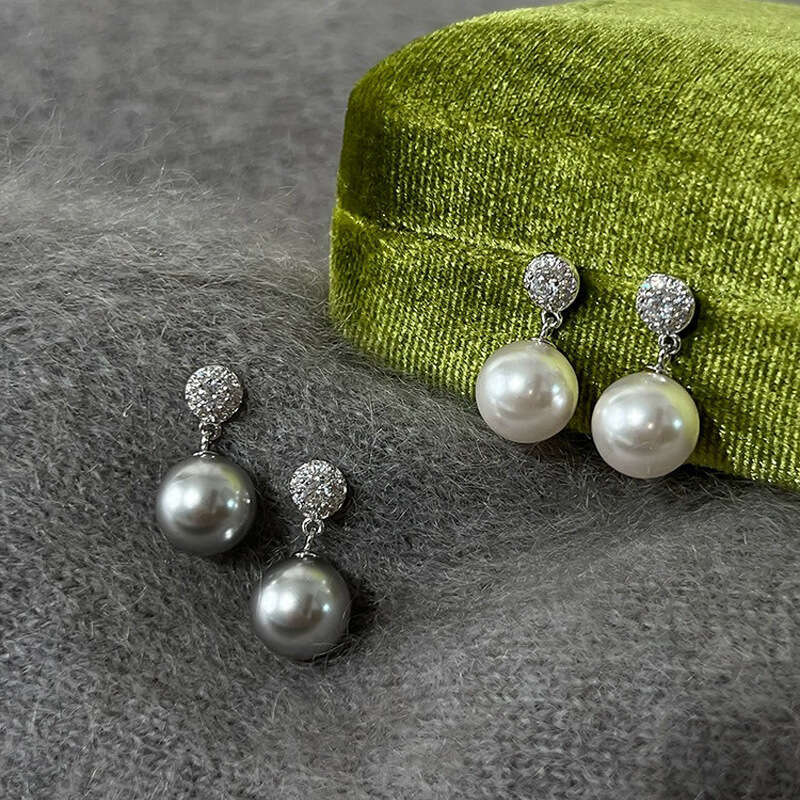 Tiqi S Pure Sier Simple Shijia Pearl for Women French Style Light Versatile High-end Earrings