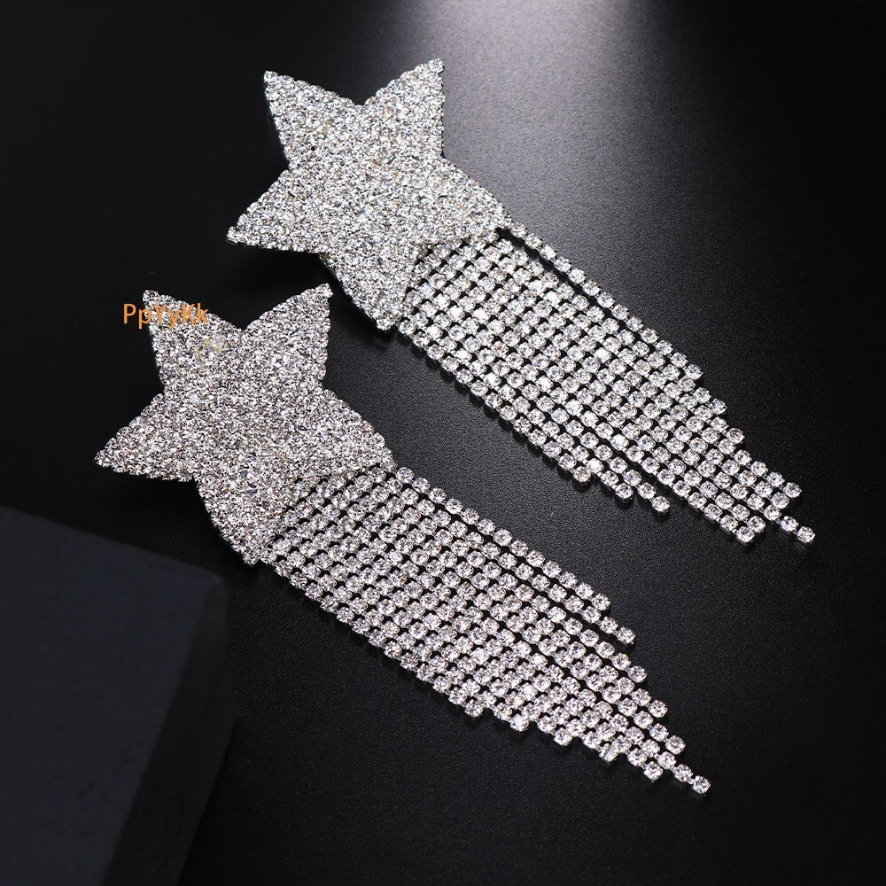 Fully Diamond Studded Iced out VVS Moissanite Bling Bling Heart Tassel Nipple Stickers Sexy Reusable Chest Stickers