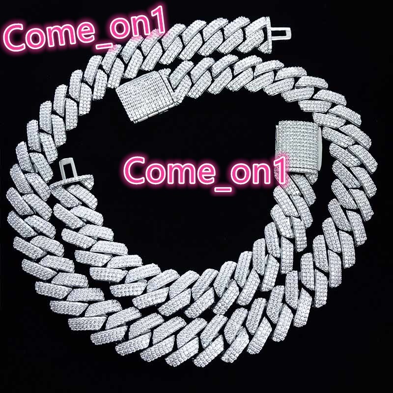 Multi-row Moissanite Diamond Cuban Necklace 925 Sterling Silver D VVS Moissanite Cuban Chain Miami Chain Fashion Hip-Hop Jewelry