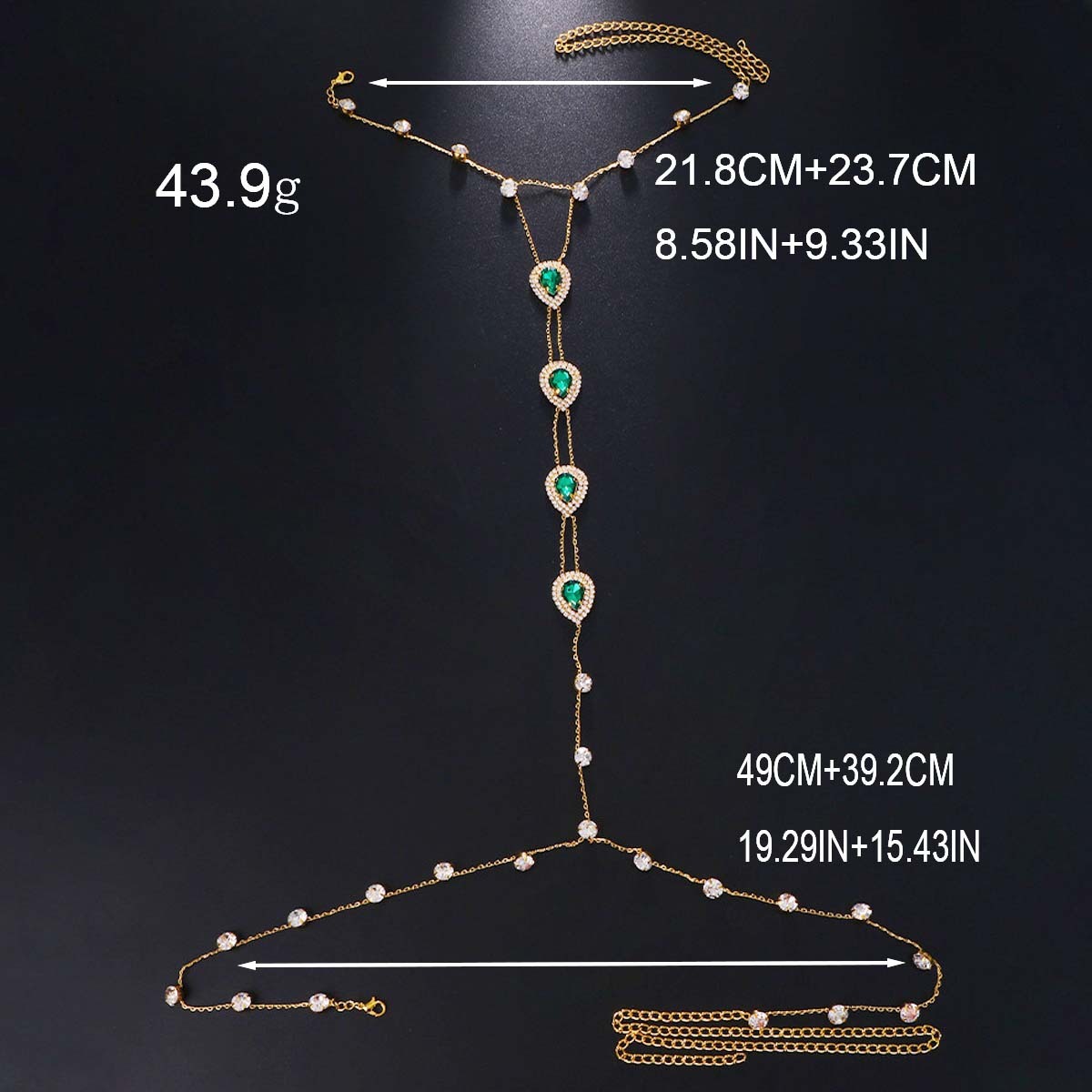 Men's Minimalist Stylish Metal Body Chain Hip Hop Water Drop Design Bling Bling Hip Hop Jewelry