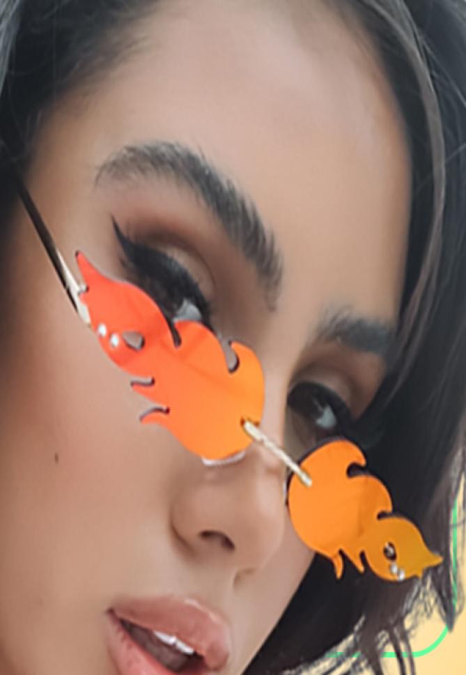Orange Flame sunglasses weird womens sunglasses designer cat eye Shades For Women Mirror Fire Glasses UV4004338892