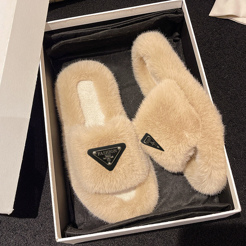 warm cotton slippers height increase slipper Platform Hairy slippers for women wearing fashionable plush for home use NEW