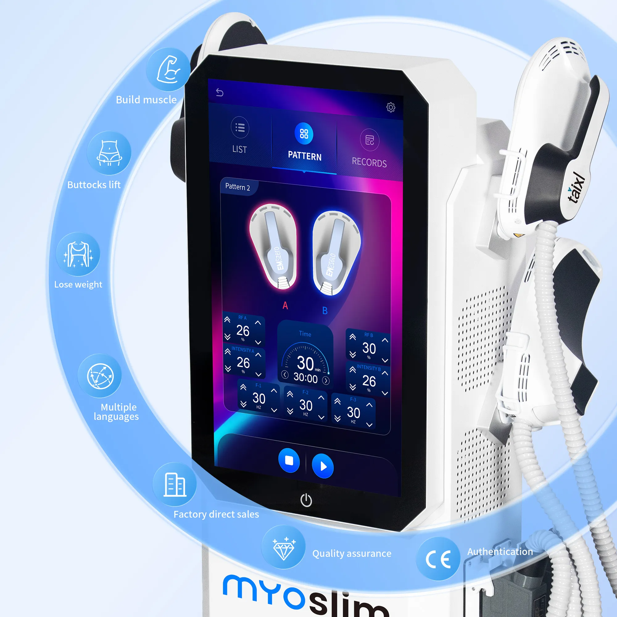 EMS Body Sculpt Pro MAX Myoslim 15Tesla Latest RF HI-EMT High Intensity Pulsed Electromagnetic For Muscle Training Body Shaping Weight Loss