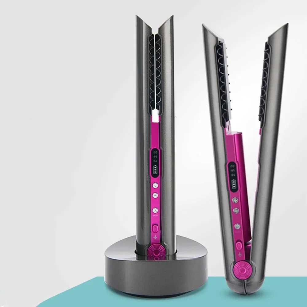 Portable Hair Straightener with Charging Base Wireless Straightening Iron Folding Plate and Comb PTC Hair Straightening Device XJ250721
