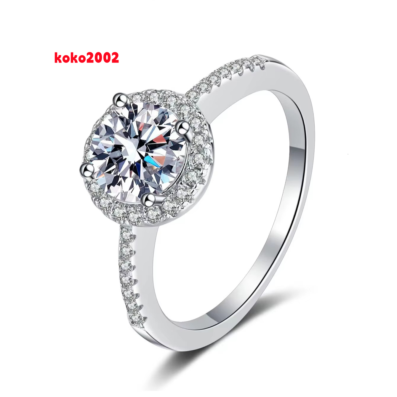 S925 Sterling Silver Moissanite Rings Diamond Round Charm Design for Wedding or Engagement Stylish Jewelry