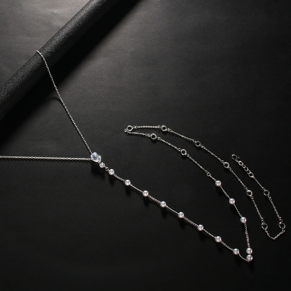 Hot Sale Bride Pearl Back Chain Minimalist Elegant Sexy VVS Moissanite Iced out Body Chain for Women Back Chain