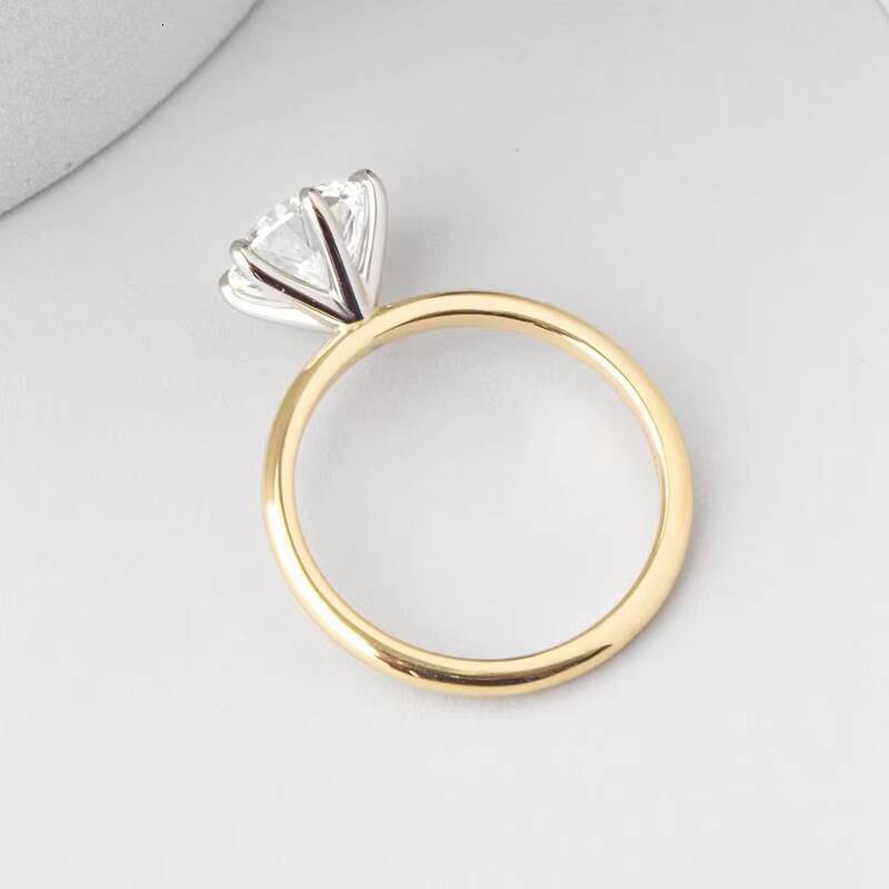 3CT 6 Prongs 10k/14k/18k Gold Moissanite Engagement Diamond Ring for Women Highlighting the Center Diamond