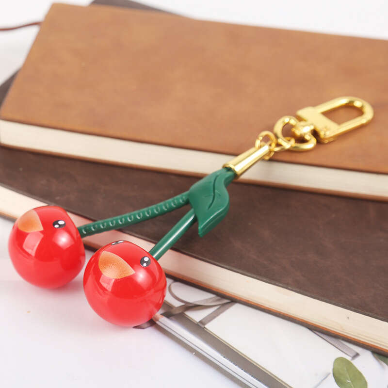 Smiley Face Shape Resin Fashion Exquisite Crystal Cherry Car Keychain Pendant Women's Ornament