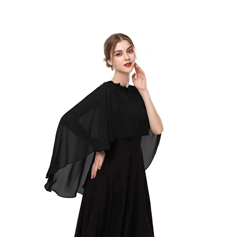 K1418 Shawl pullover cape bride wedding new style ladies chiffon sunscreen wedding dress decoration shawl autumn and winter