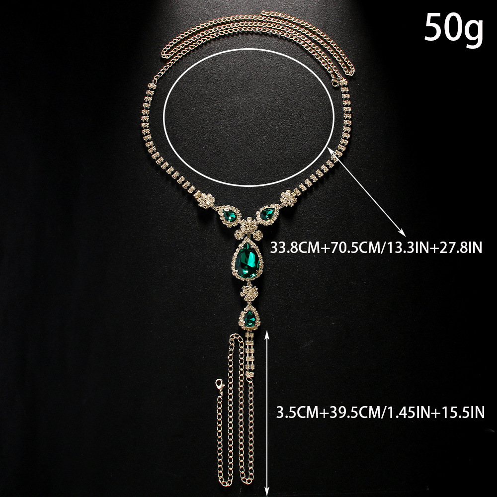 Water Drop Green Diamond Panty Chain Sexy Erotic Iced out Body Chain Club Accessory Body Chain Bling Bling