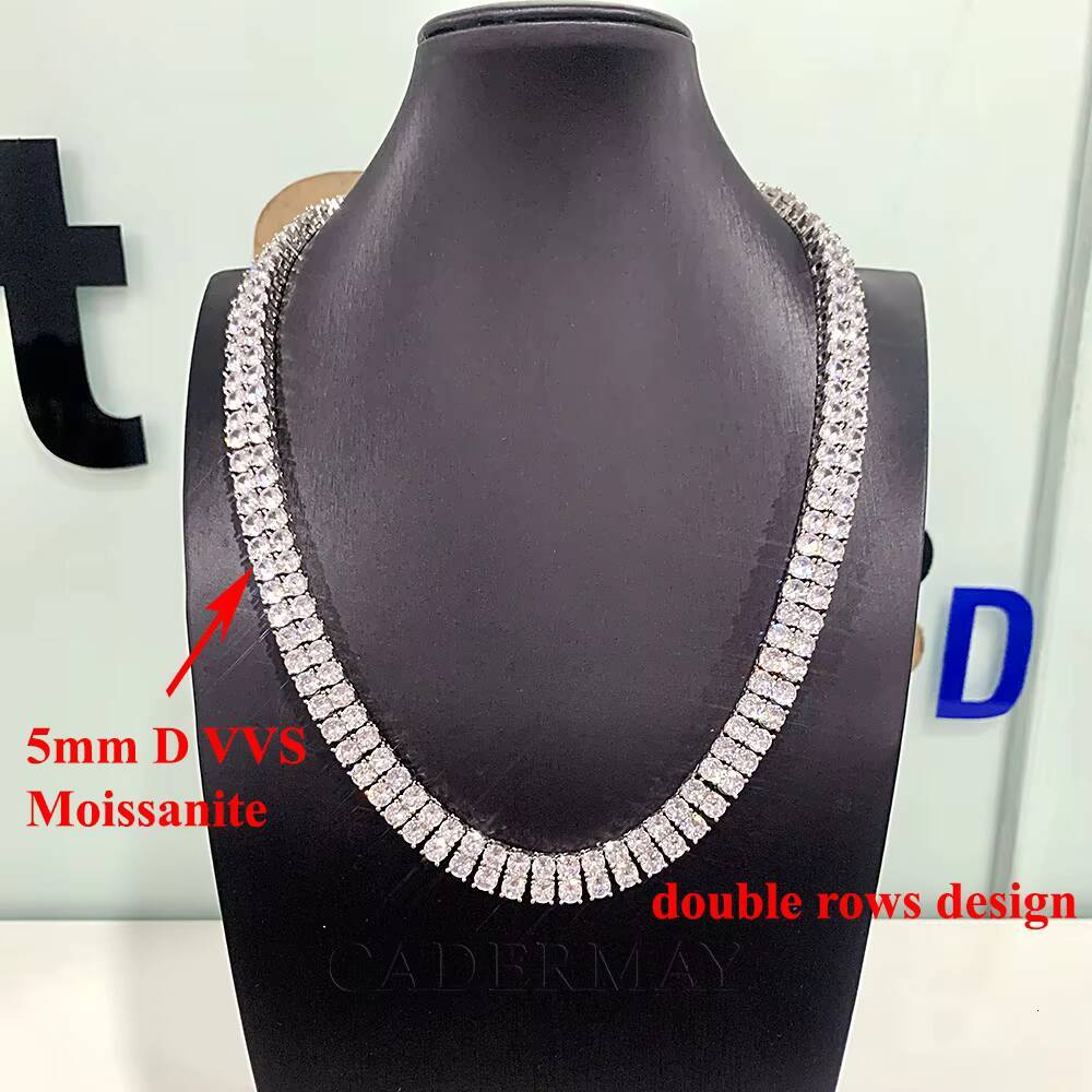 Trendy 3mm Double Rows D VVS Iced Out Moissanite Diamond 925 Sterling Silver Tennis Chain Necklace Bracelets Jewelry Men Woman