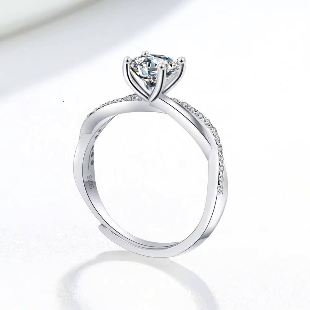 Stylish Real 1ct Moissanite Engagement Rings for Women S925 Sterling Silver Wedding Bands Jewelry With Certificate
