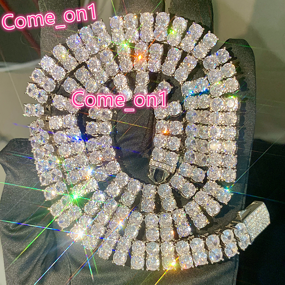 Trendy 3mm Double Rows D VVS Iced Out Moissanite Diamond 925 Sterling Silver Tennis Chain Necklace Bracelets Jewelry Men Woman