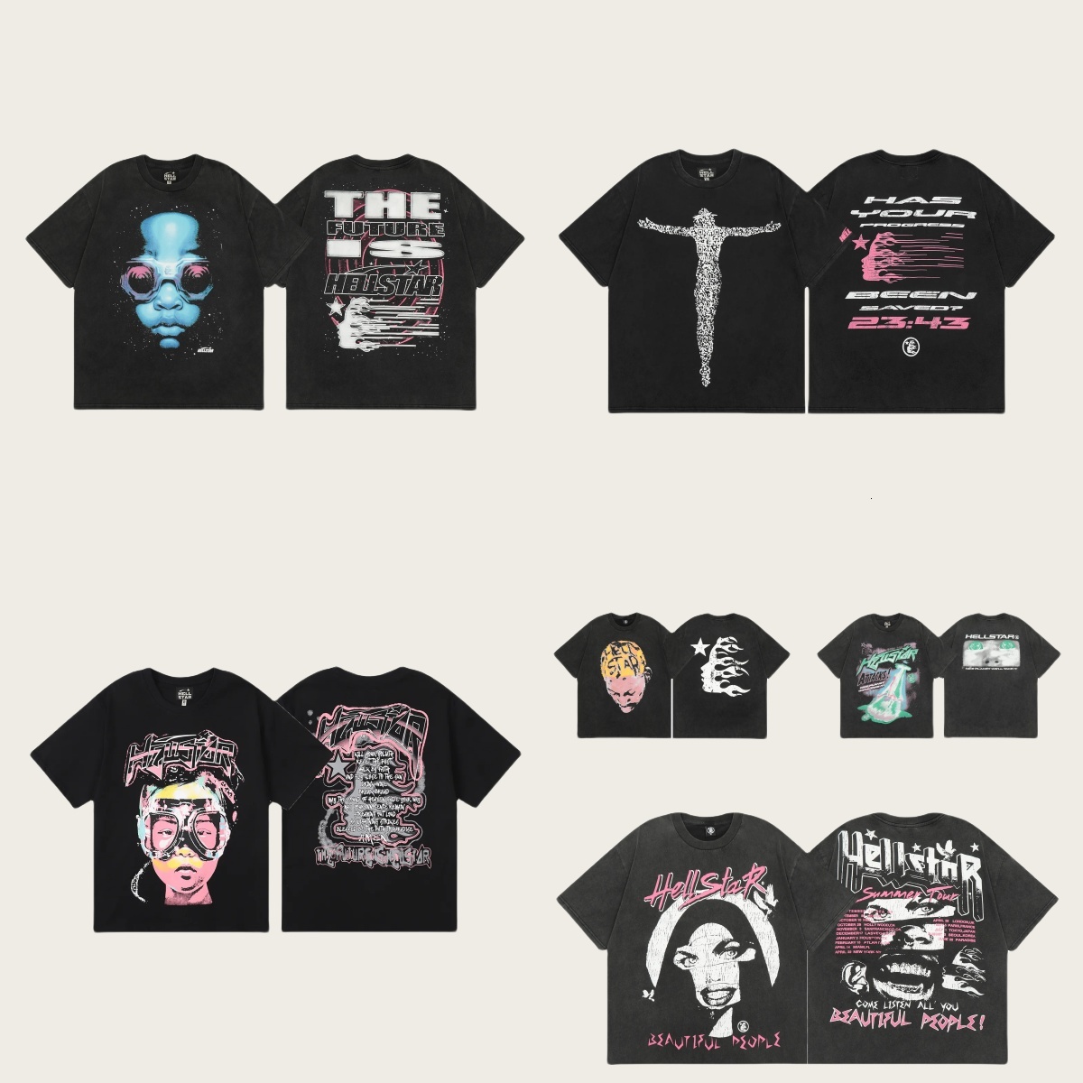 Starshirts Designer Mens T Shirts High Quality Graphic T Shirt Mens Womens Short Sleeve Helles -Start Vintage Wash Hip Hop High Street Graphic Loose Couples 338 7e