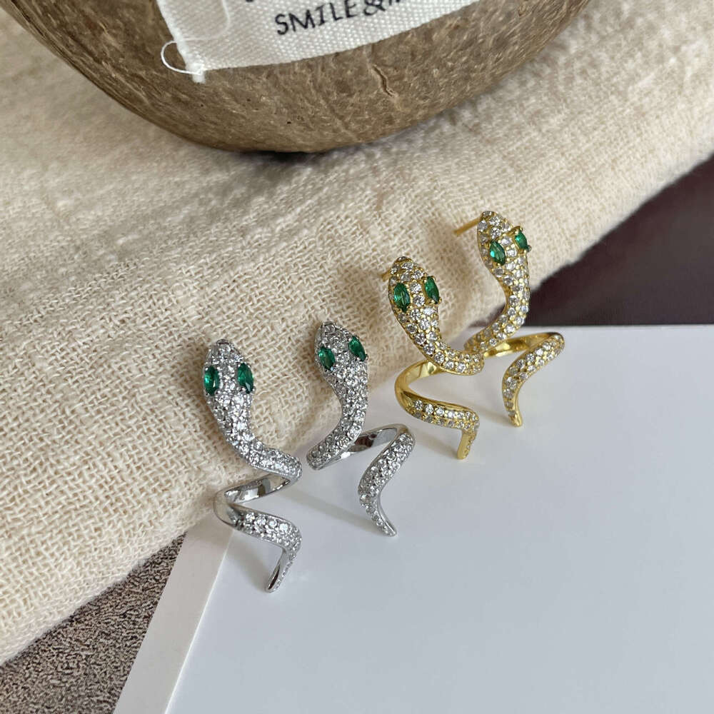 Tiqi S Pure Sier Personality Minimalist Snake-shaped Earrings for Women Elegant Light Inlaid with Zircon Zodiac Snake Ear Jewelry