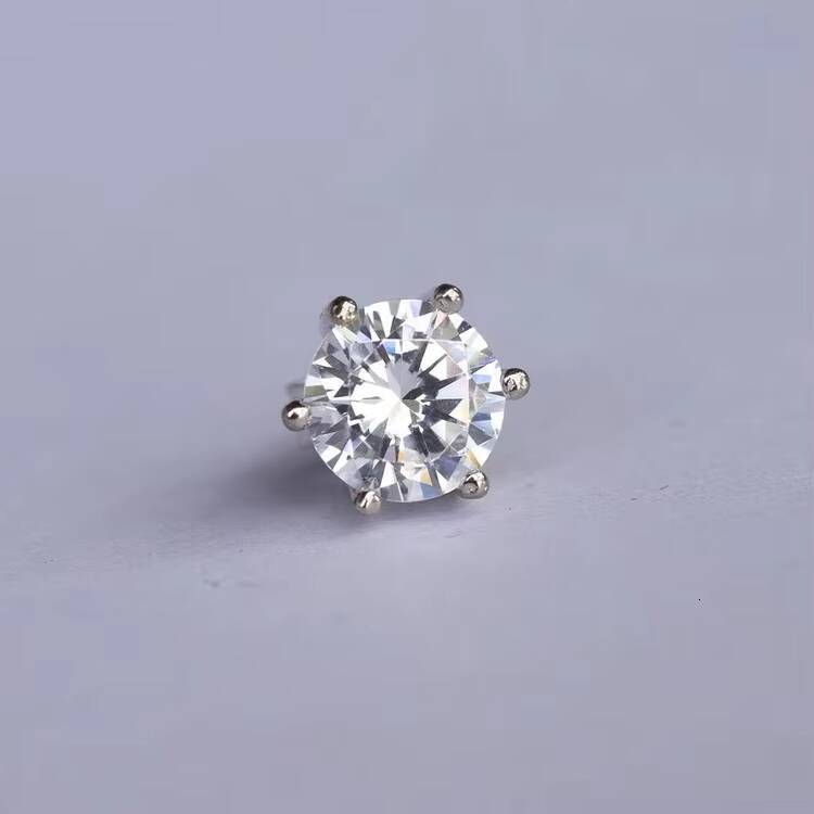 XG RTS Diamond Jewelry Round Moissanite Stud Earrings 6 Claws Prongs 925 Sterling Silver Fine Jewelry Earrings Push Back