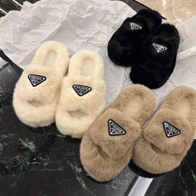 warm cotton slippers height increase slipper Platform Hairy slippers for women wearing fashionable plush for home use