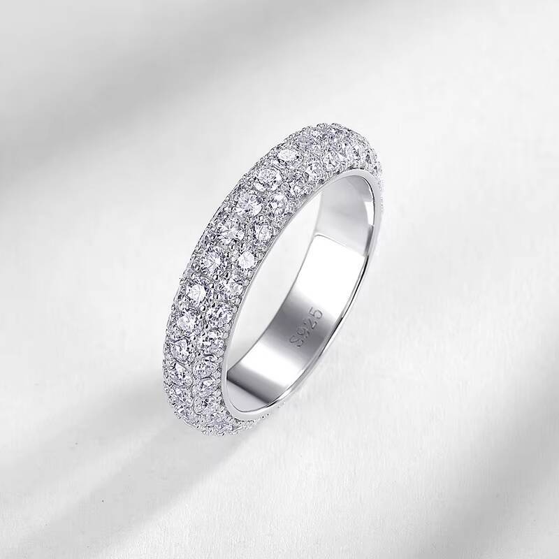 Panyu Custom Row Moissanite Eternity Wedding Band Silver 10k 14k 18k Gold for Women Luxury Jewelry