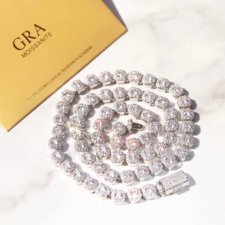 RTS Hot Sale Large Size VVS Moissanite Diamond Hip Hop Jewelry Cuban Link Chain Necklace for Men