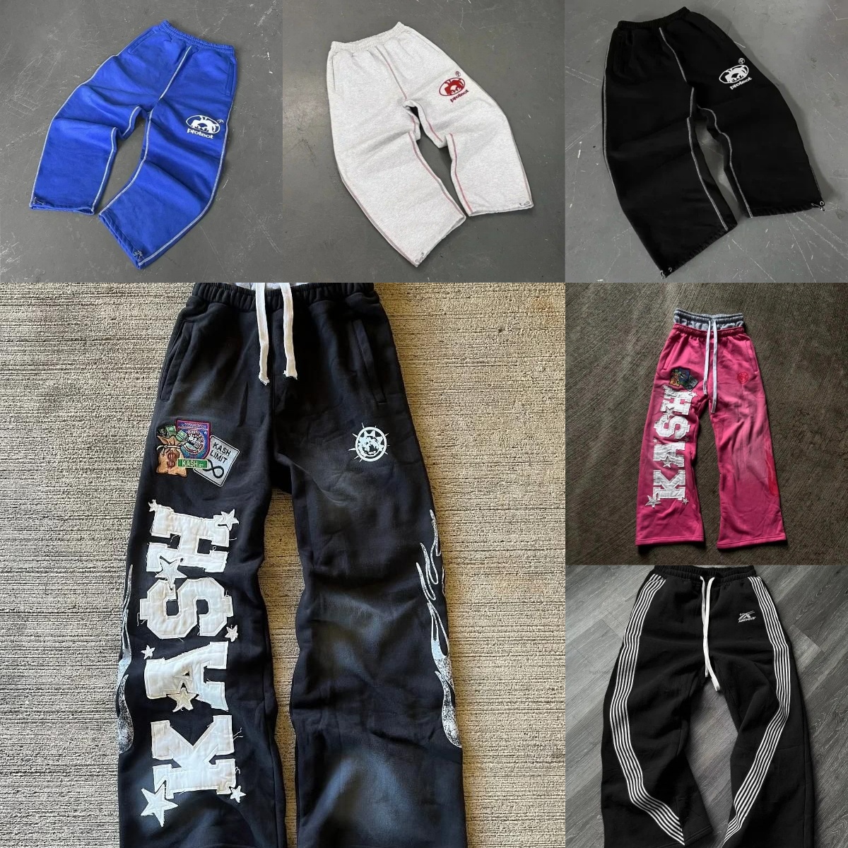 American Sweatpants Y2K Pants Men Gothic Hip Hop Letter Patch Retro Double Layer Men Women fashion Wide Leg Streetwear