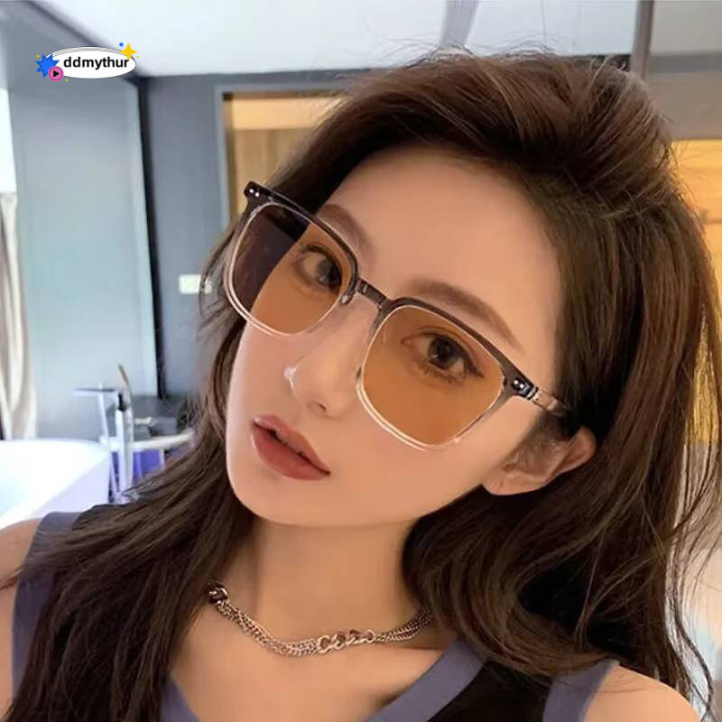 Fashion Photochromic Myopia Men Women Square Anti Blue Light Finished Prescription Eyewear Ultralights Retro Glasses ddmythur
