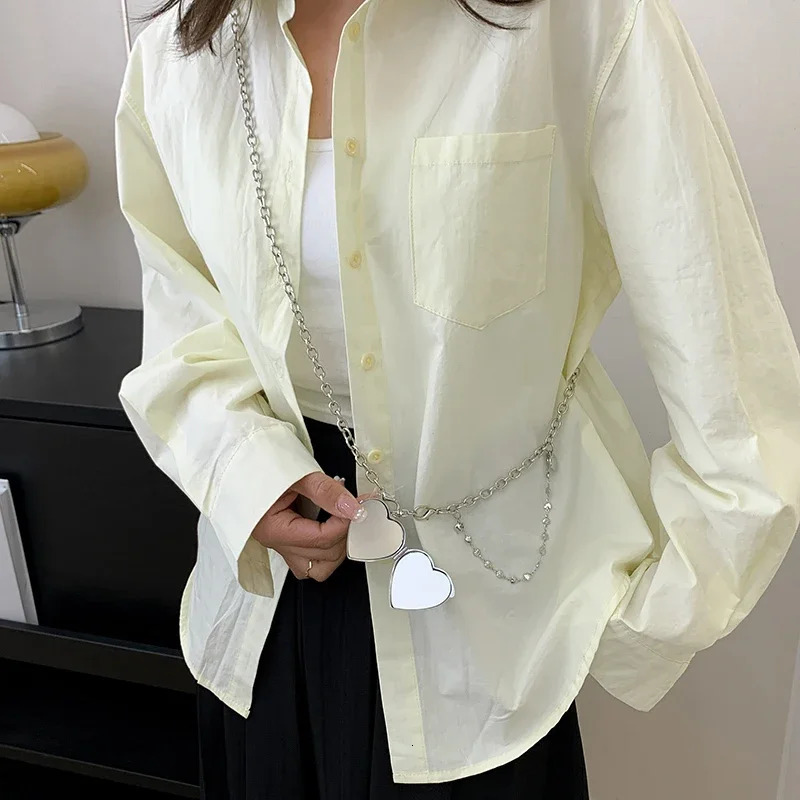 Fashion Heart-shaped Pendant Decorative Bags for Women Cute Mirror Chain Crossbody Bag er Dinner Bag 250717