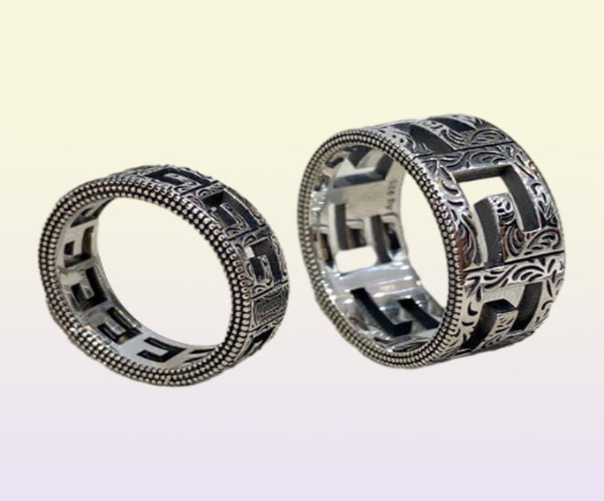 Fashion Band Rings Vintage Great Wall Pattern Designer Trendy 925 Silver Ring for Women Wedding Rings Men Jewelry4937640