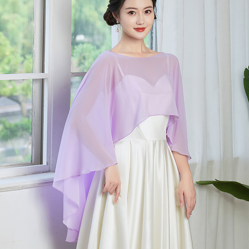K1417 Bride summer shawl dinner dress chiffon outer wear photo etiquette performance host flesh cover sunscreen veil