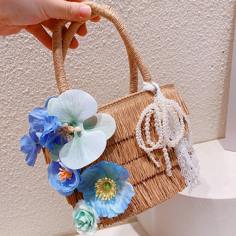 2025 Summer new women's crossbody bag new women's bohemian style vacation handbag oil painting dopamine straw bag women's shoulder bag 