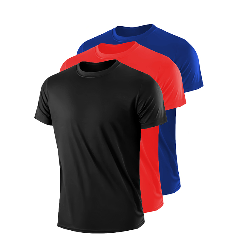 Mens Casual Black Red Solid Color T Shirts Comfort Fit Short Sleeve(Suitable for young men and women)
