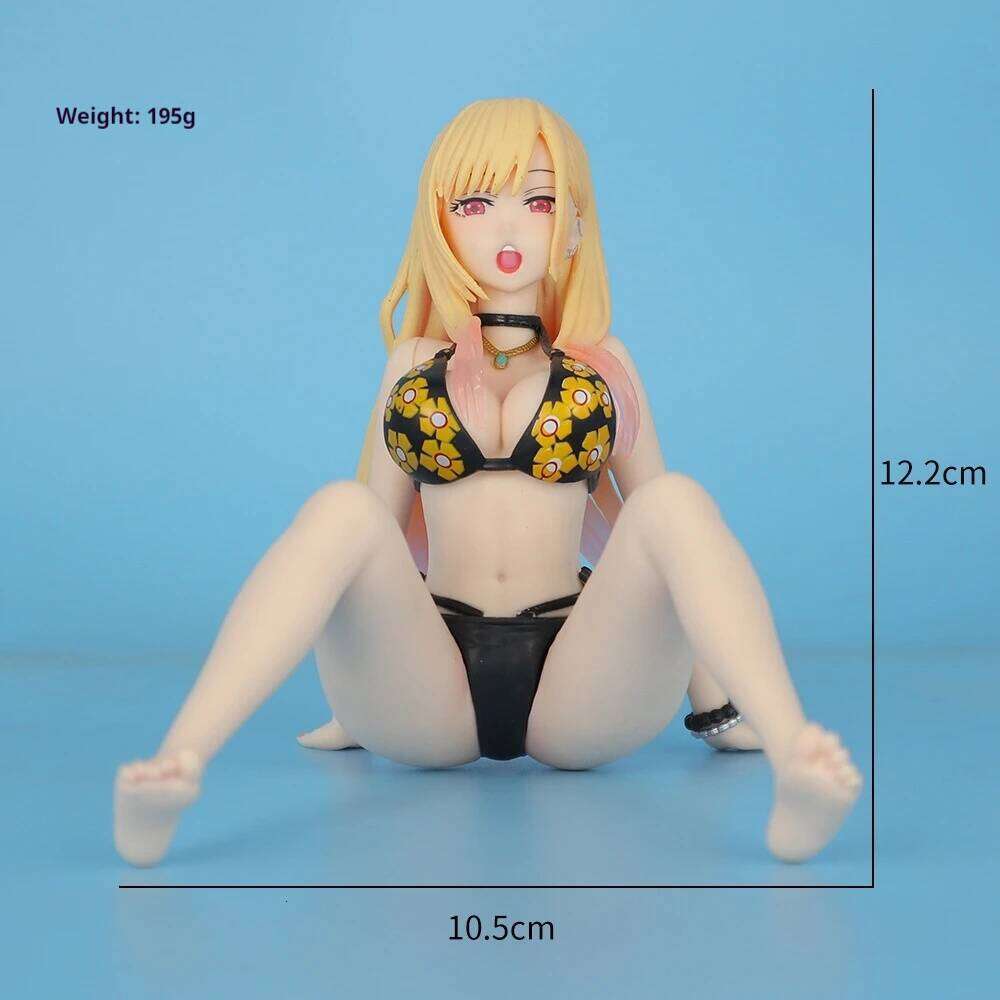 12.2cm My Dress-Up Darling Kitagawa Marin In Swimsuit Sitting Position Anime Figure Model Statue Collection Desktop Ornament Toy