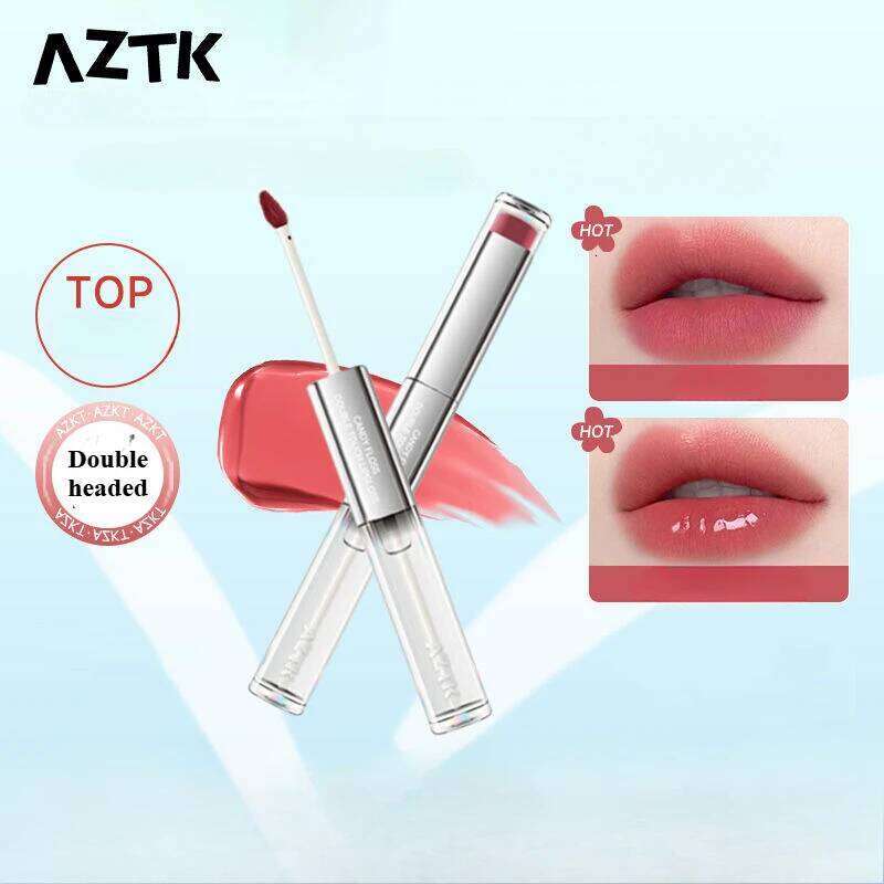AZTK Double Headed Mirror Two in One Lipstick with Water Matte Lip Gloss Oil ltifunctional Long-lasting Makeup X250721 X250721 X25072